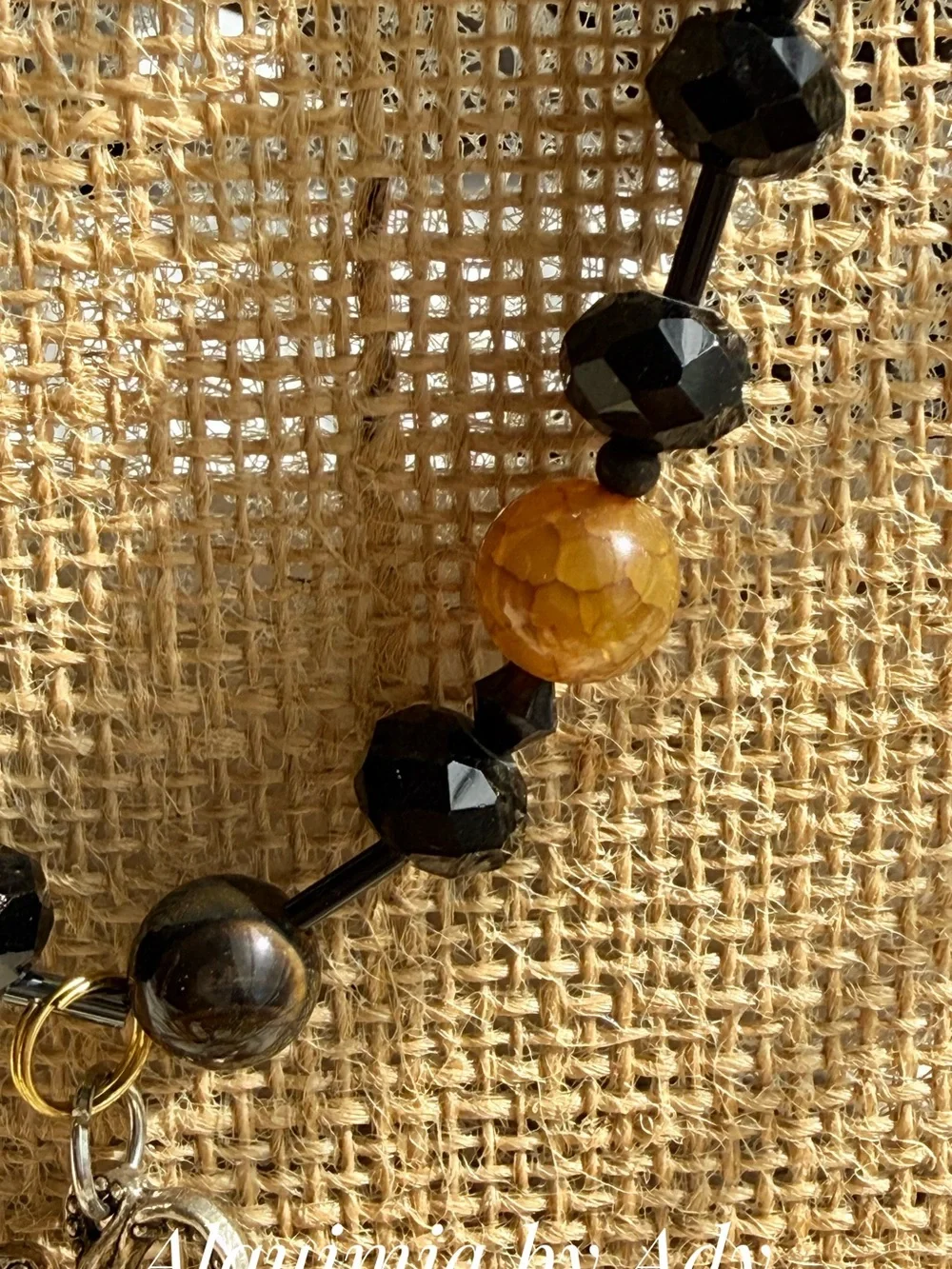 HIGH SUMMER + Black Faceted & Textured Beaded Necklace onyx